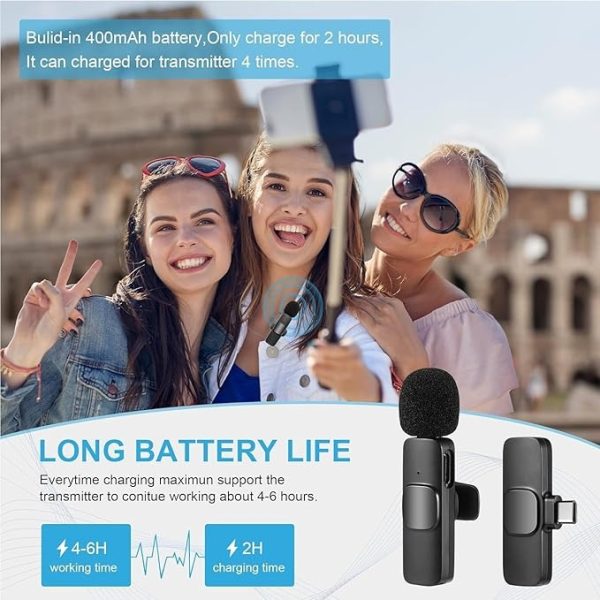 Wireless Mic K9 Dual Microphone Mic Plug & Play Usb Type C Plug Wireless Lavalier Microphone