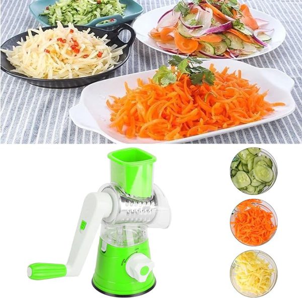 Drum Cutter Tabletop Drum Grater | Manual Vegetable Cutter Slicer & Grater | Multi-functional Kitchen Gadget ( Random Color )