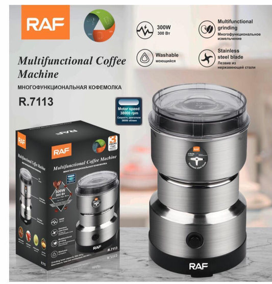 Raf R.7113 Multi Purpose Electric Coffee Grinder Automatic Coffee Spice Bean Grinder Stainless Steel