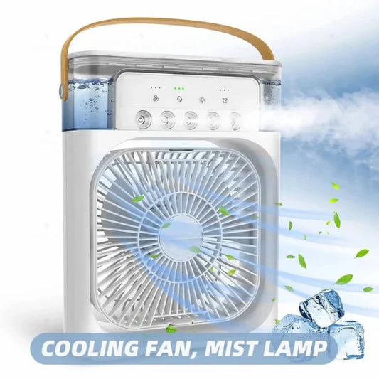 Portable Air Conditioner Fan Usb Electric Fan With Led Night Light, Fine Mist Water, And Humidifier Function | Led Night Light Water Mist – Random Color 12 Inch