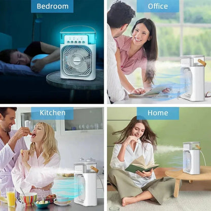 Portable Air Conditioner Fan Usb Electric Fan With Led Night Light, Fine Mist Water, And Humidifier Function | Led Night Light Water Mist – Random Color 12 Inch
