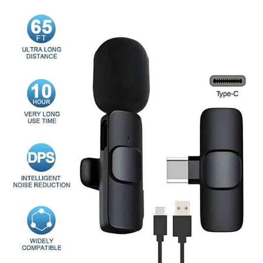 Wireless Mic K9 Dual Microphone Mic Plug & Play Usb Type C Plug Wireless Lavalier Microphone