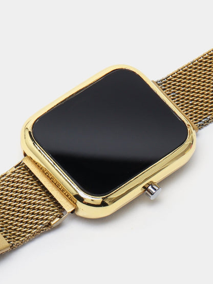 Touch Led Magnet Watch Fashion Casual Sports Men’s Watch Touch Smart Led Digital Watches Electronics Wrist Watches For Men Women Square Clock Golden